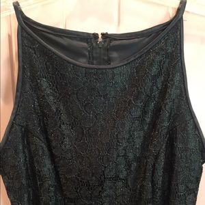 Dark green cocktail dress, lace detail, size 7/8